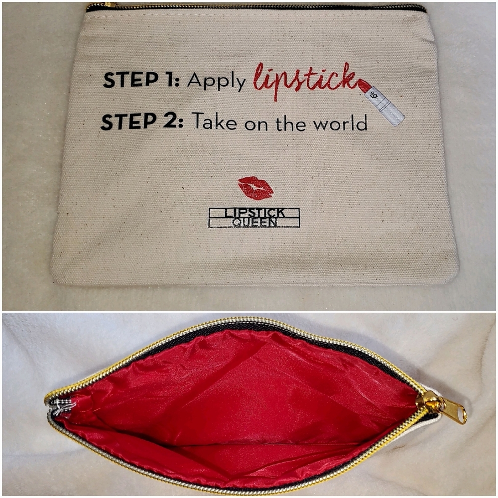 NEW - Lipstick Queen - Canvas Makeup Cosmetics Travel Bag Pouch NWOT